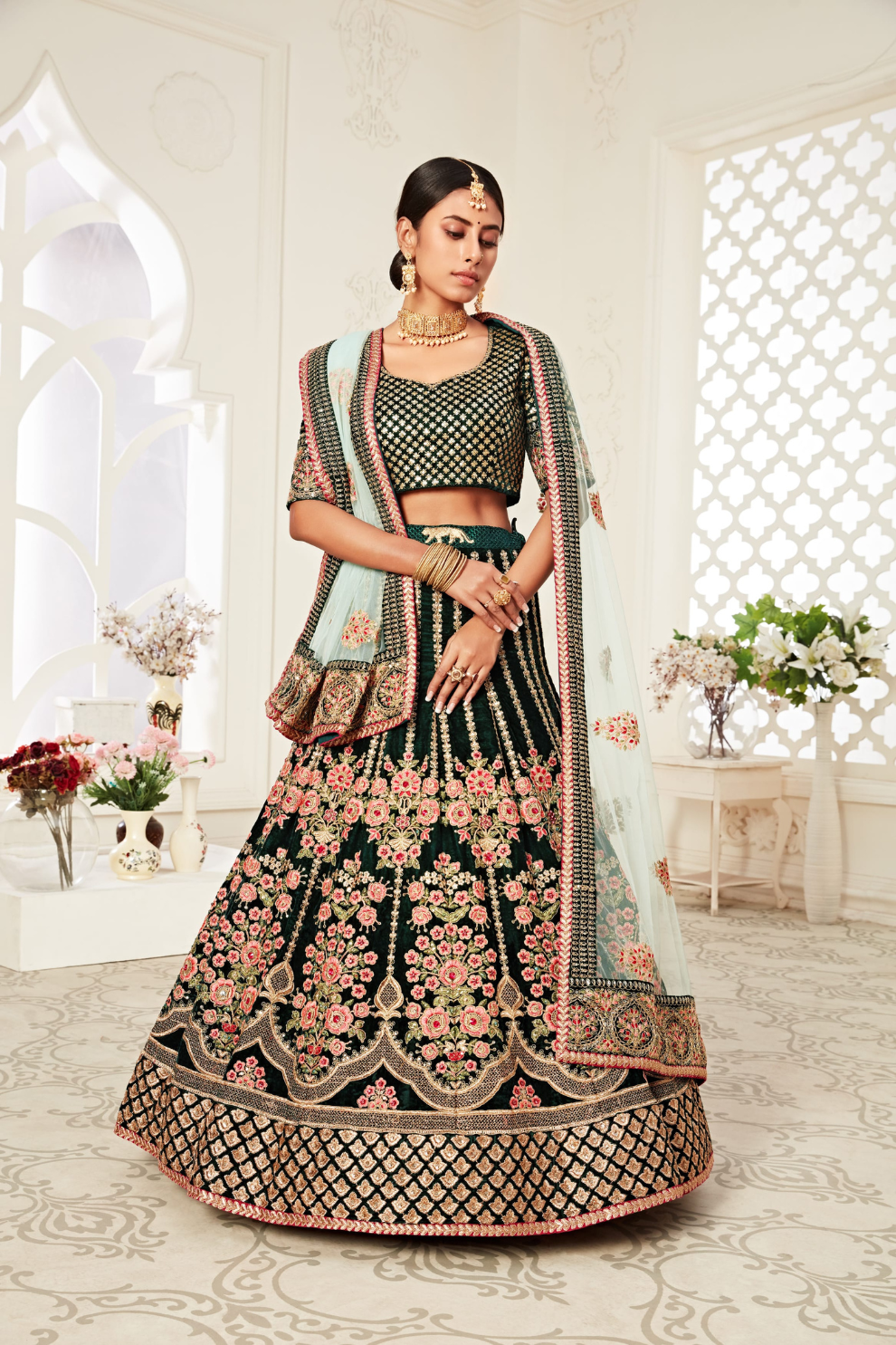 Designer Lehenga with Intricate Thread, Zari and Sequin Work