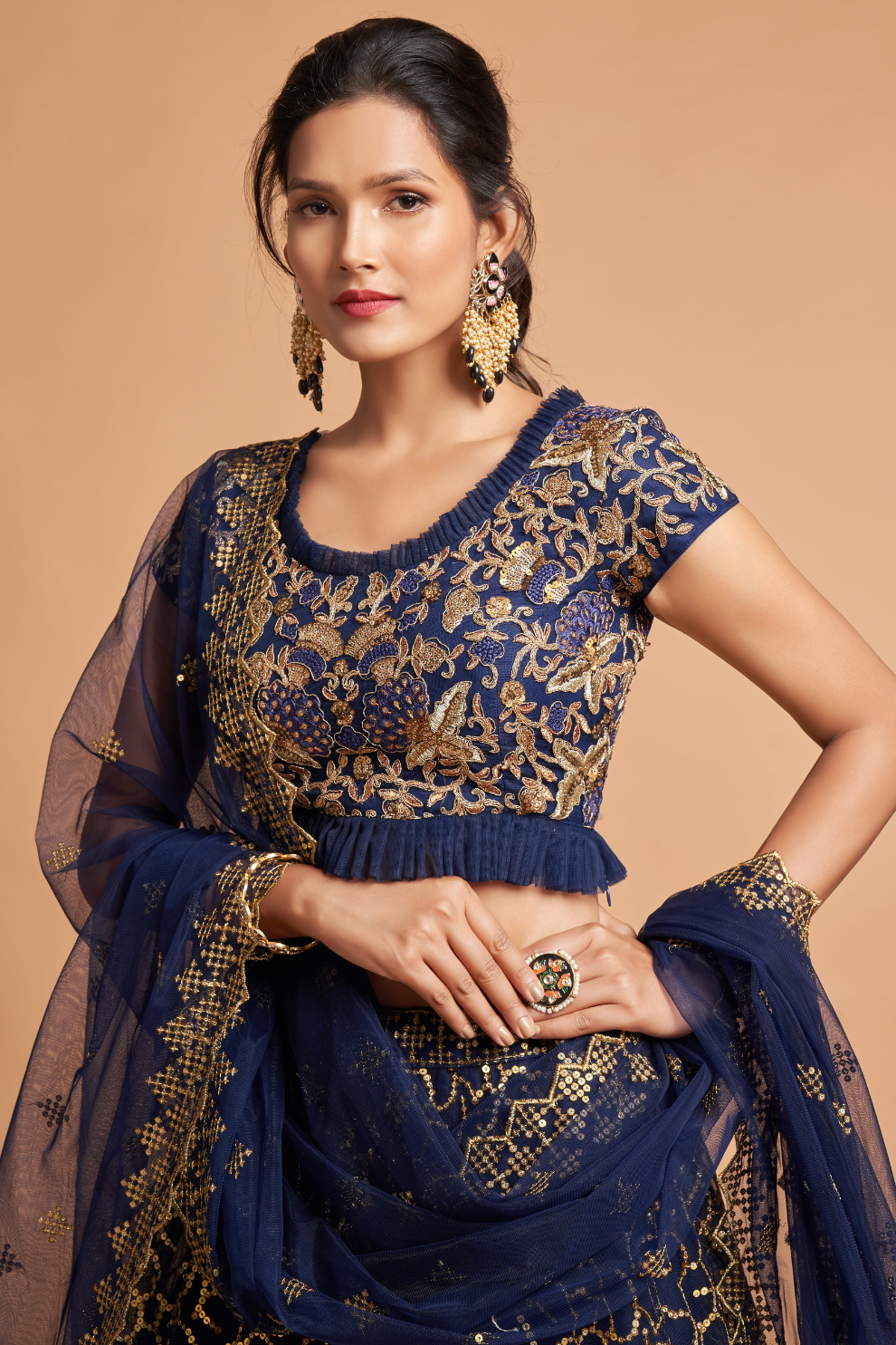 Radiant Zari and Multi-Sequins Embroidered Ethnic Ensemble