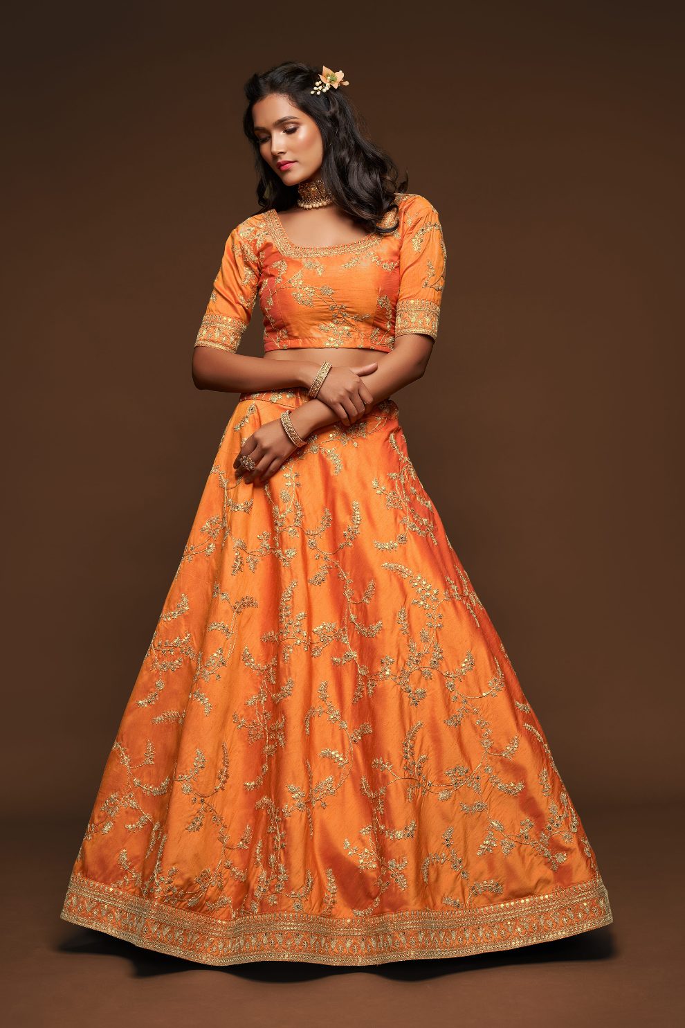Thread Embroidered Silk Wedding Wear Lehenga Choli