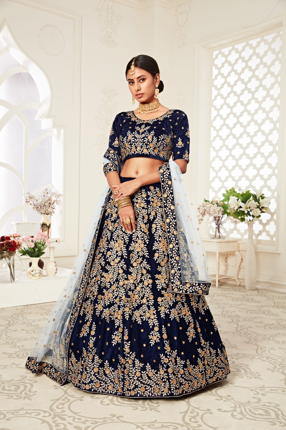 Designer Lehenga with Intricate Thread, Zari and Sequin Work