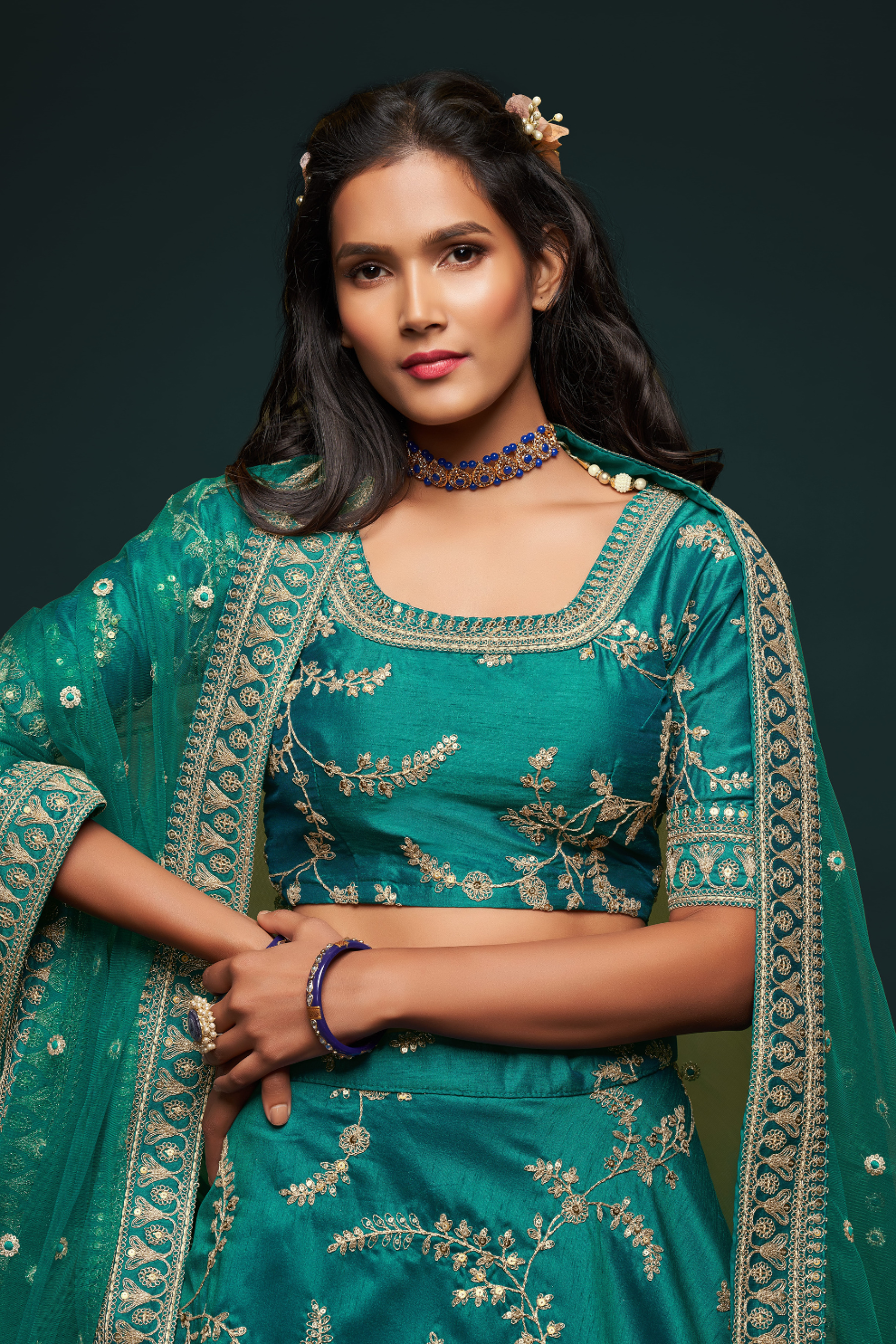 Thread Embroidered Silk Wedding Wear Lehenga Choli