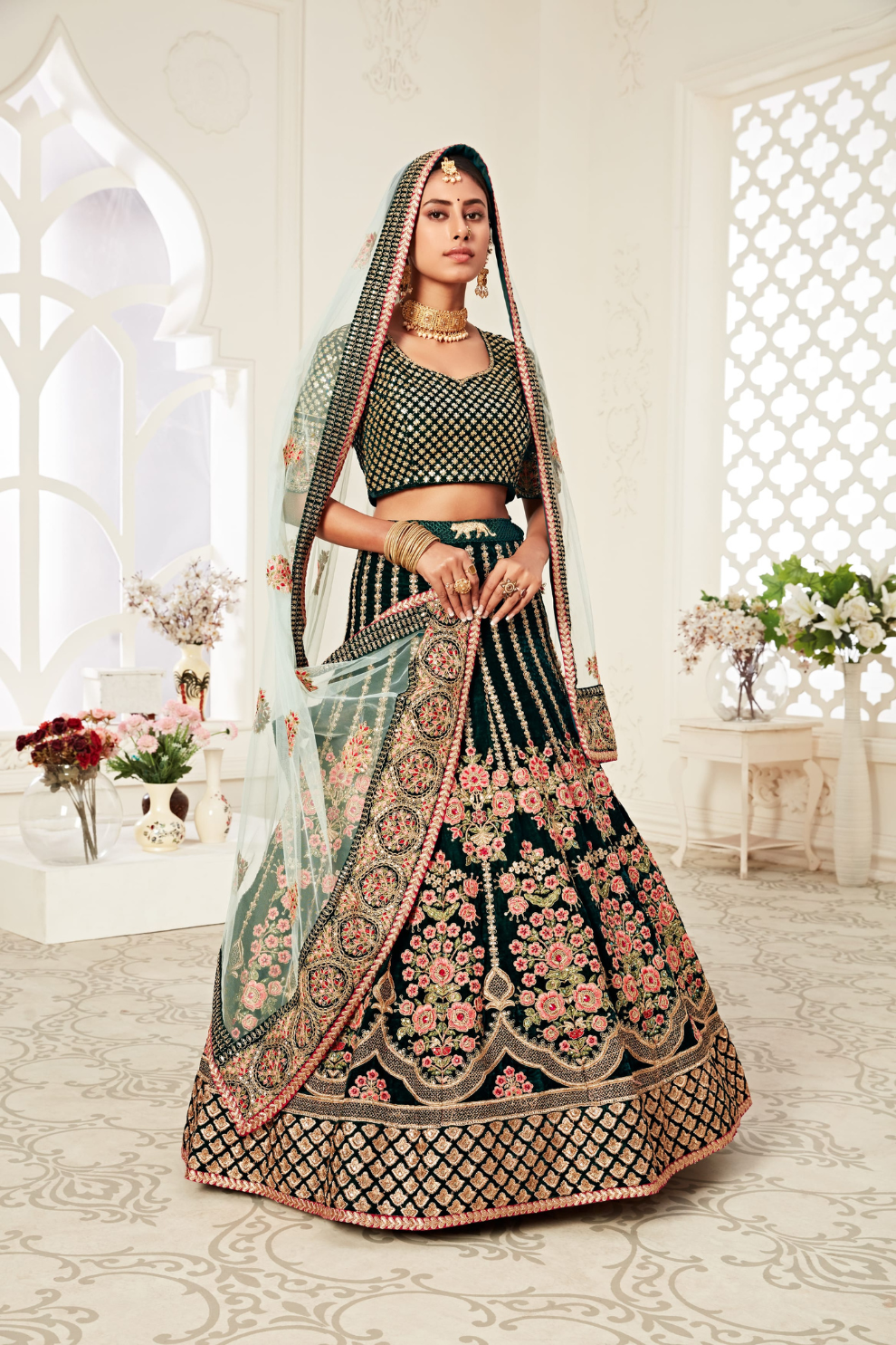 Designer Lehenga with Intricate Thread, Zari and Sequin Work