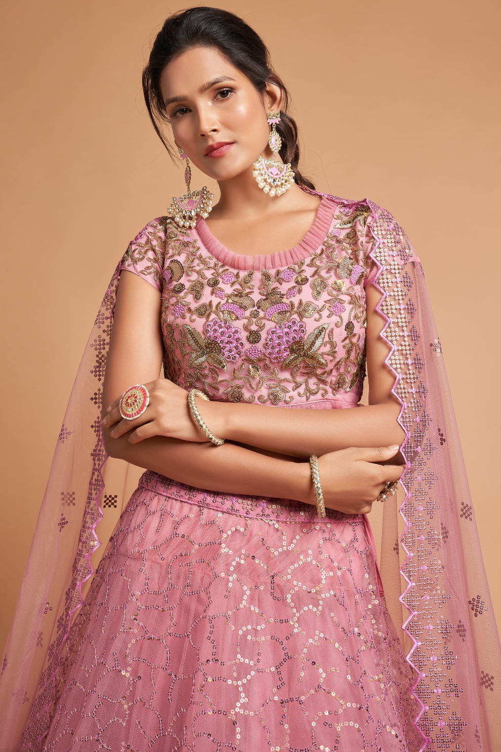 Radiant Zari and Multi-Sequins Embroidered Ethnic Ensemble