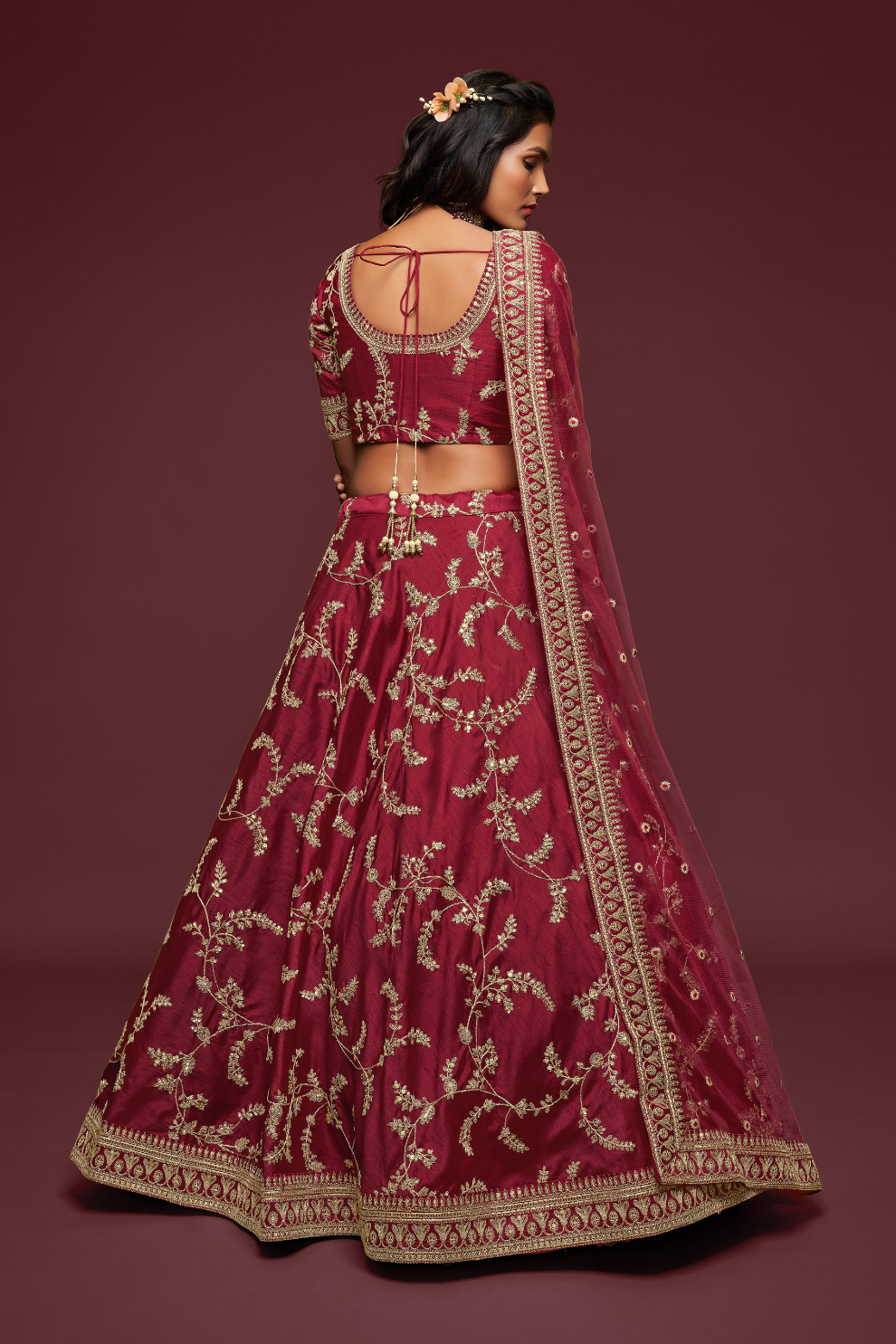 Thread Embroidered Silk Wedding Wear Lehenga Choli