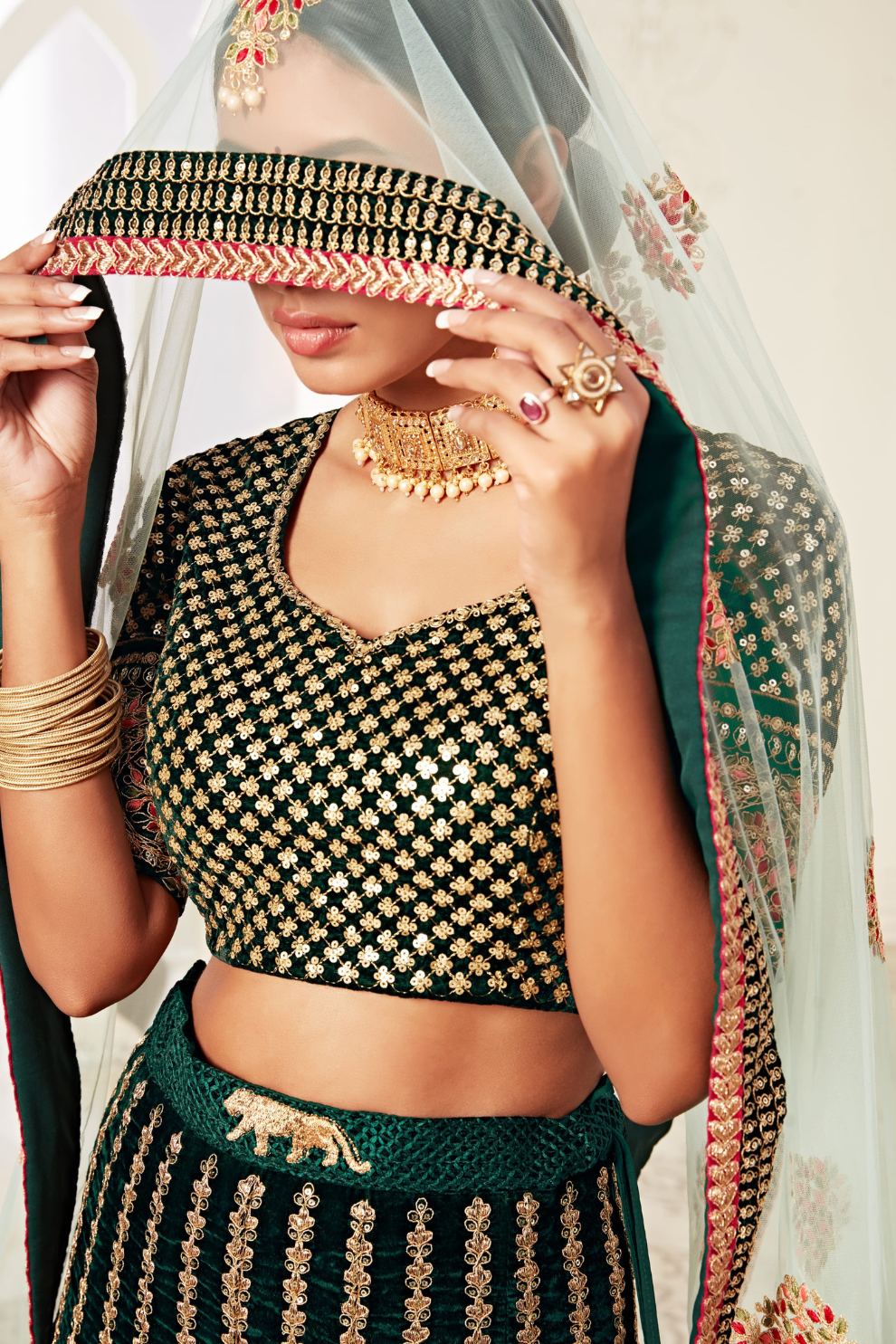 Designer Lehenga with Intricate Thread, Zari and Sequin Work