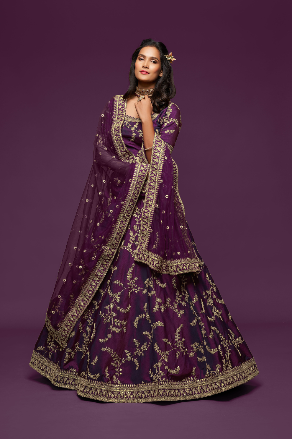 Thread Embroidered Silk Wedding Wear Lehenga Choli