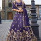 Tissue Fabric Semi-Stitched Lehenga Choli with Handwork Cutdana Embroidery and Dupatta