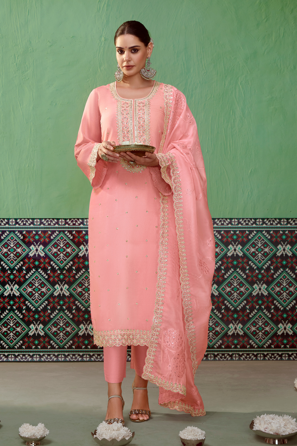 Pure Bamber Silk Embroidered Salwar Suit for Festive Elegance
