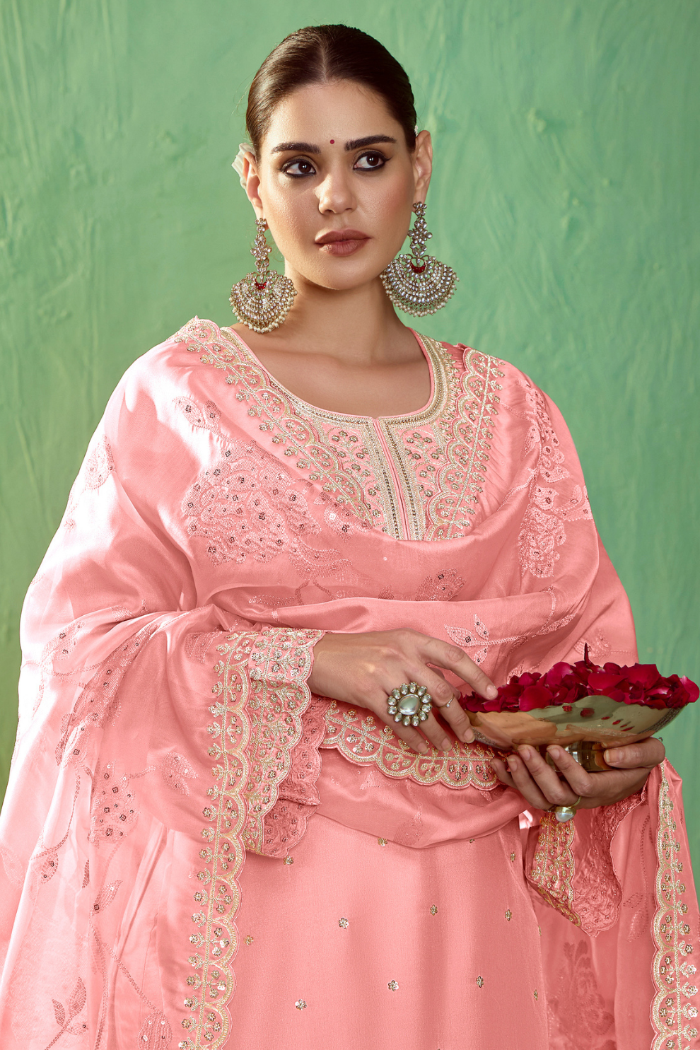 Pure Bamber Silk Embroidered Salwar Suit for Festive Elegance