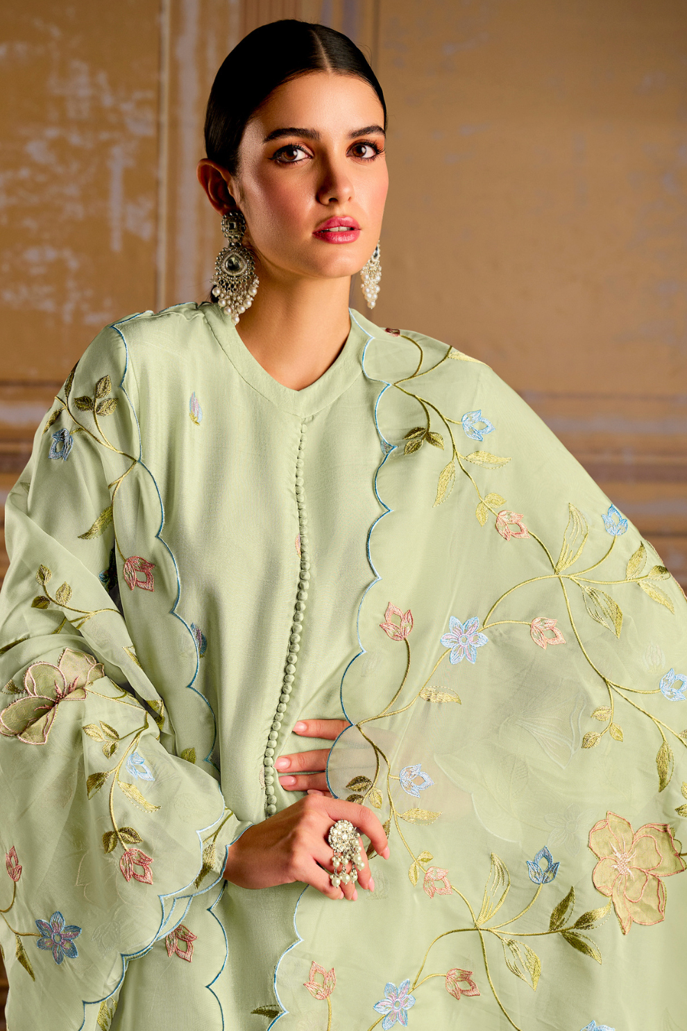 Traditional Embroidered Straight Salwar Suit in Elegant Style