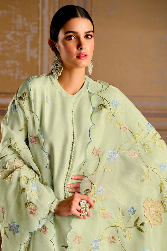 Traditional Embroidered Straight Salwar Suit in Elegant Style