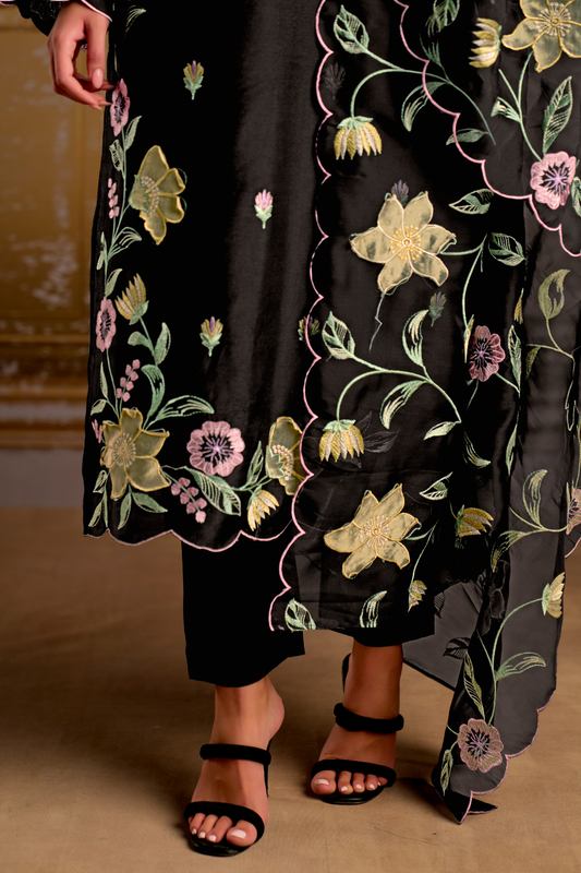 Traditional Embroidered Straight Salwar Suit in Elegant Style