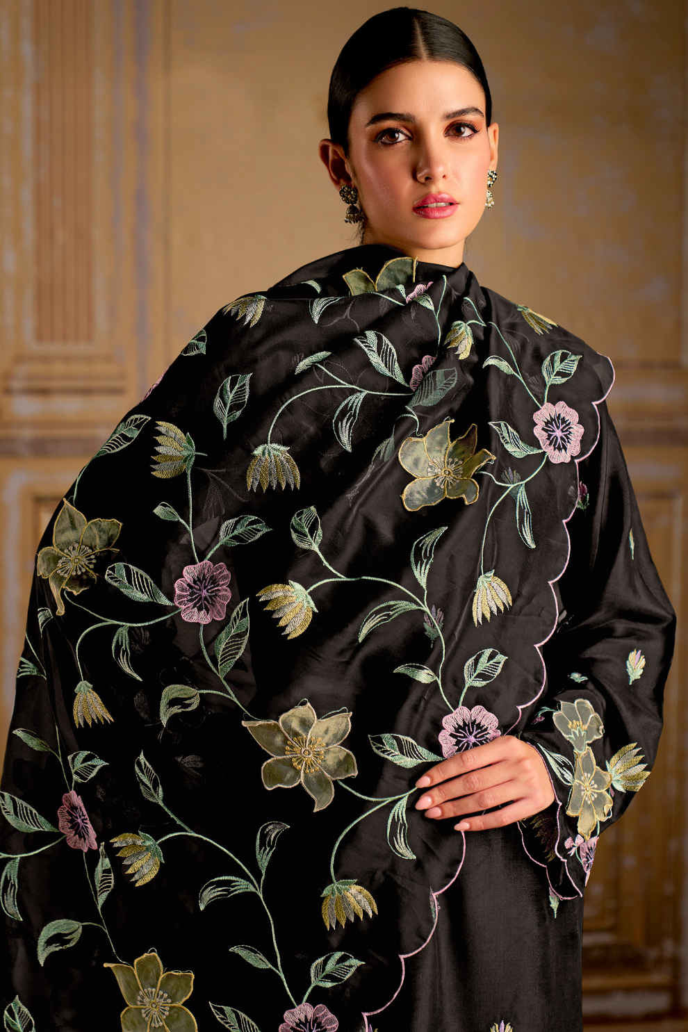Traditional Embroidered Straight Salwar Suit in Elegant Style