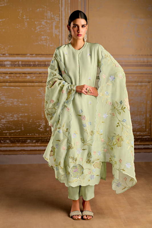 Traditional Embroidered Straight Salwar Suit in Elegant Style