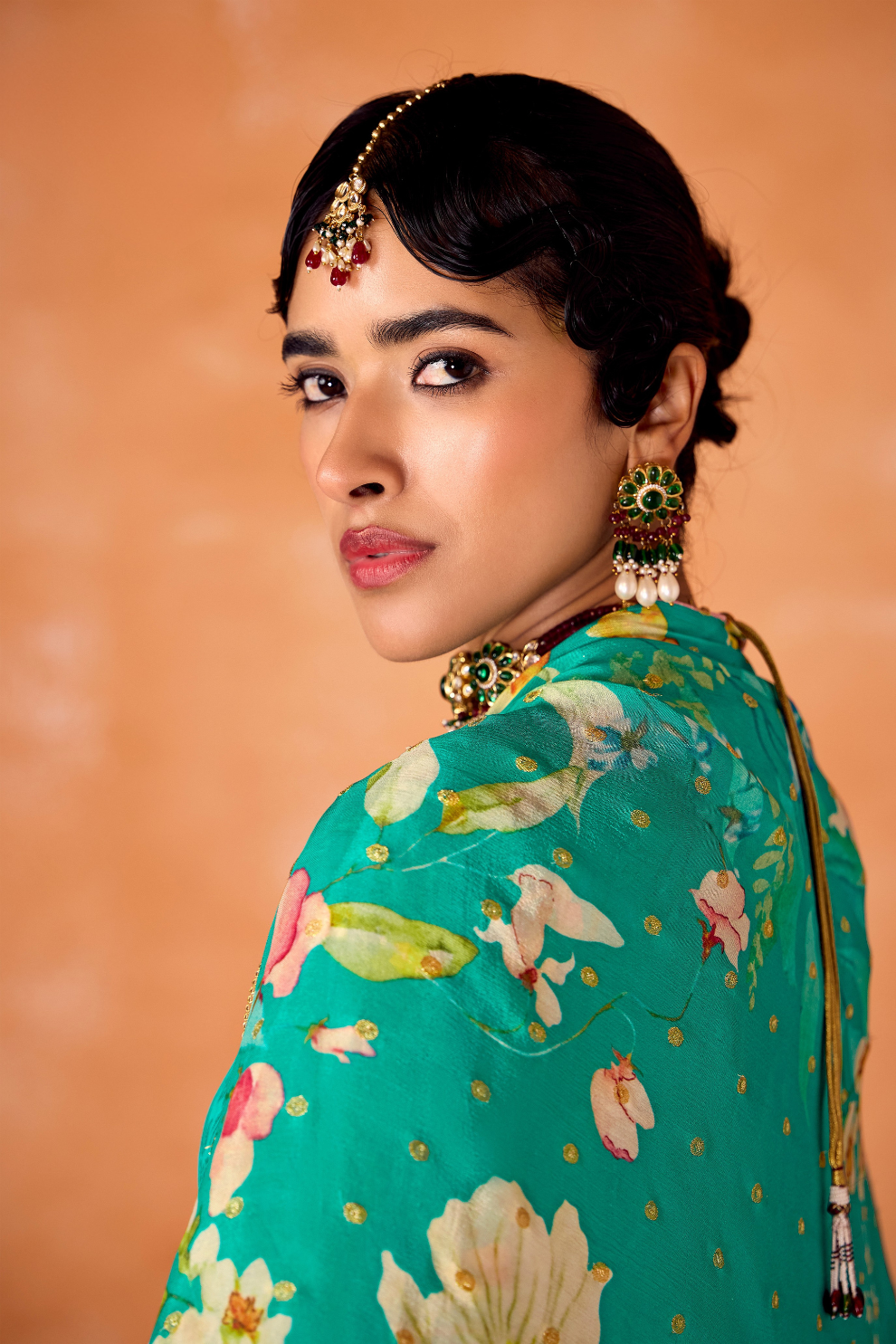 Pure Kanjivaram Salwar Suit with Digital Embroidered Borders