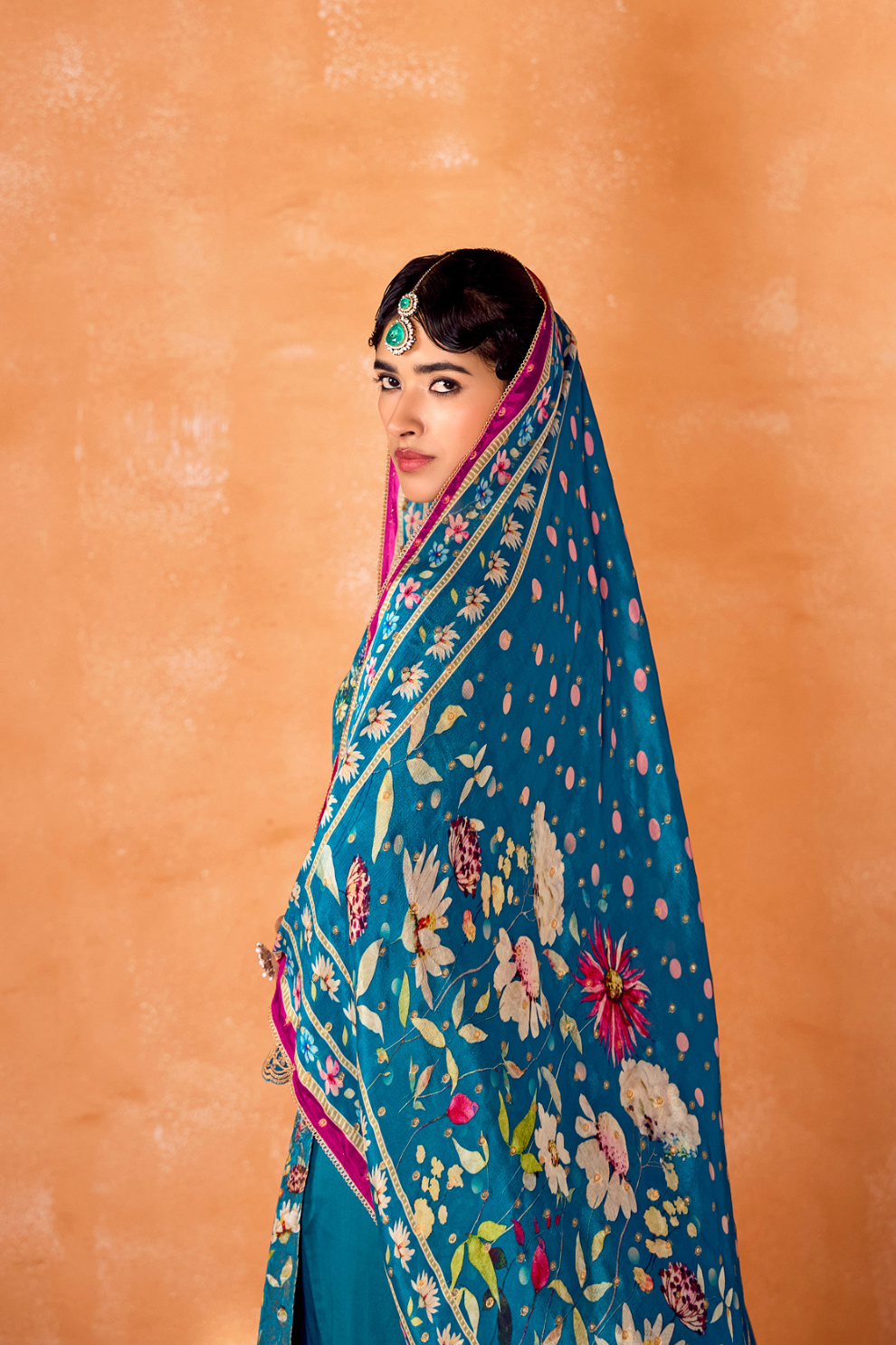 Pure Kanjivaram Salwar Suit with Digital Embroidered Borders
