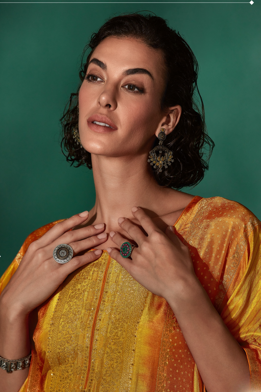 Viscose Woven Embroidered Kaftan with Sequin Detailing