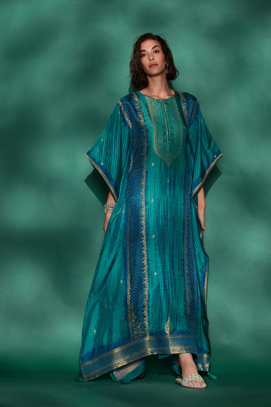Viscose Woven Embroidered Kaftan with Sequin Detailing