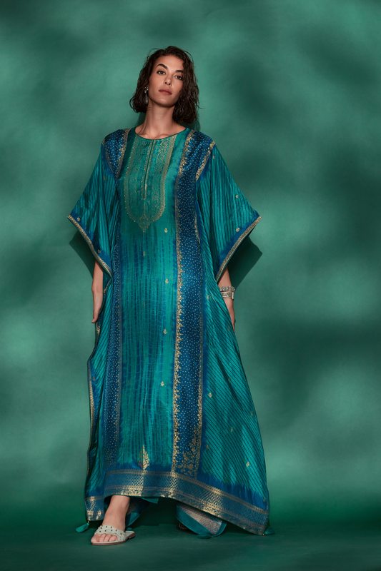 Viscose Woven Embroidered Kaftan with Sequin Detailing
