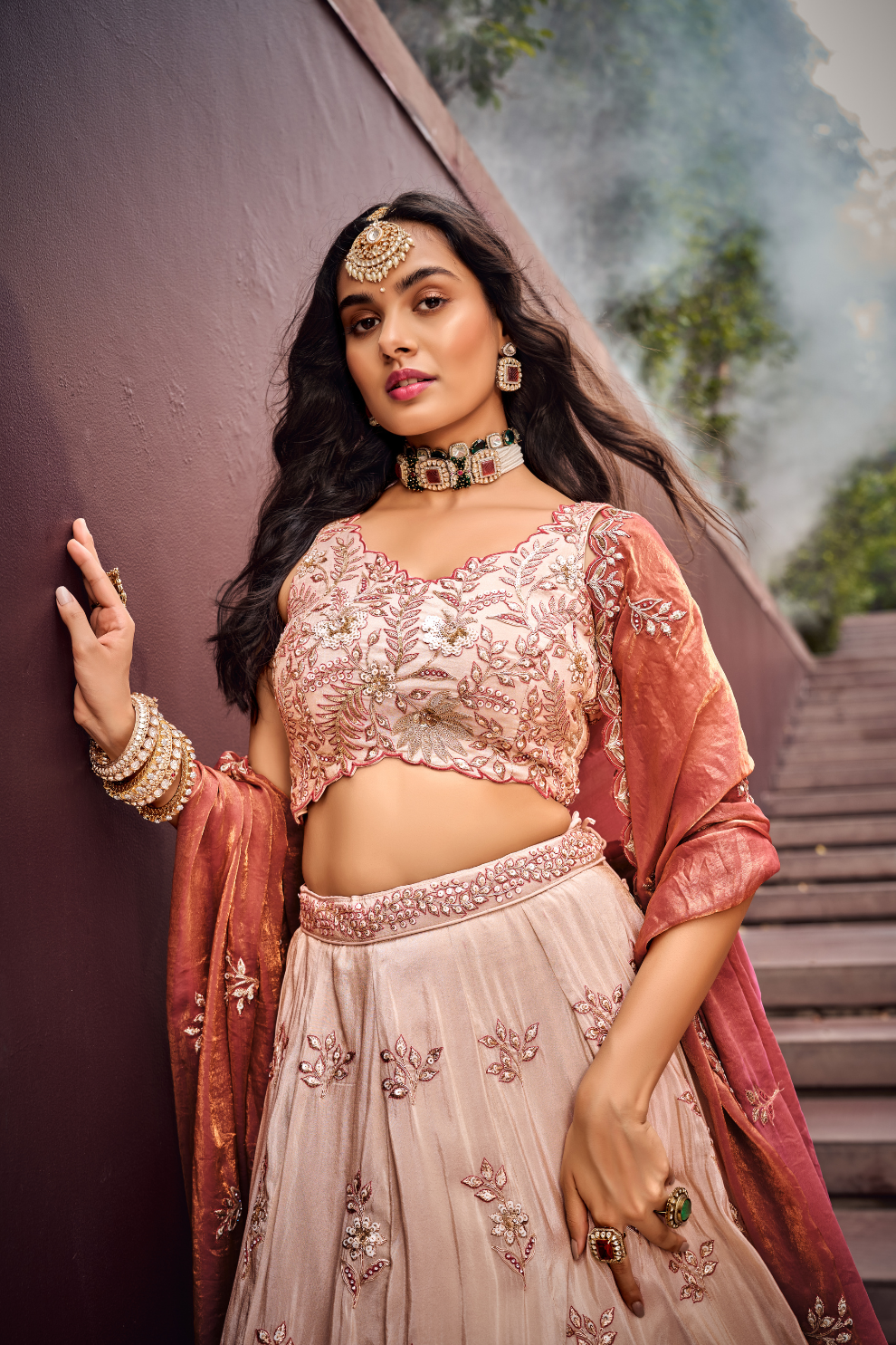Viscose Fabric Sequins Work Semi-Stitched Lehenga Choli Dupatta
