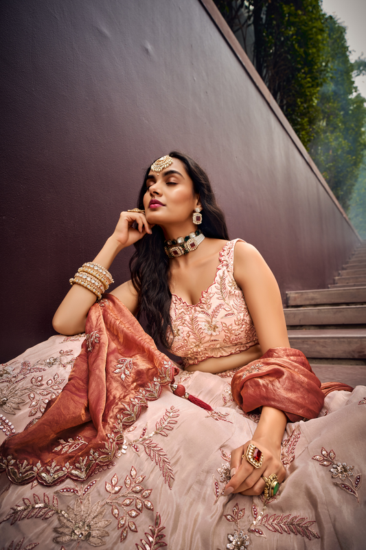 Viscose Fabric Sequins Work Semi-Stitched Lehenga Choli Dupatta