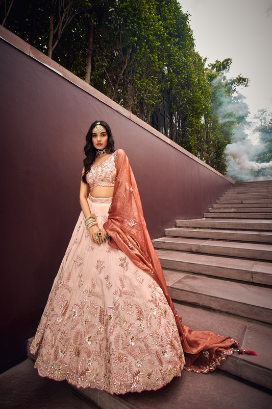 Viscose Fabric Sequins Work Semi-Stitched Lehenga Choli Dupatta
