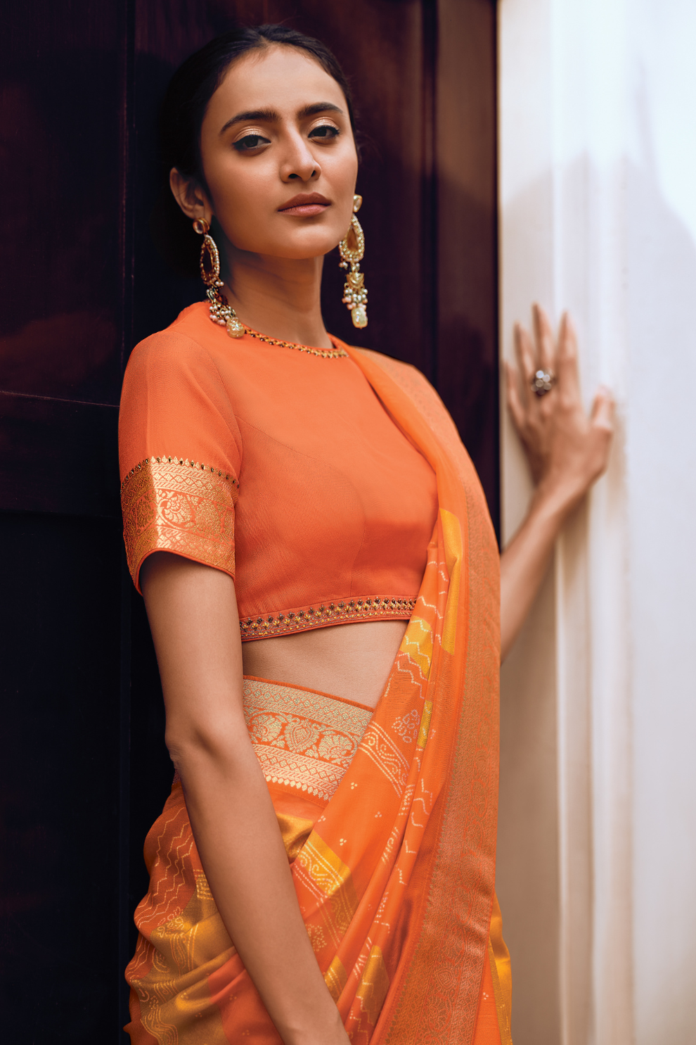 Vibrant Viscose Silk Bandhani Print Saree with Blouse Piece