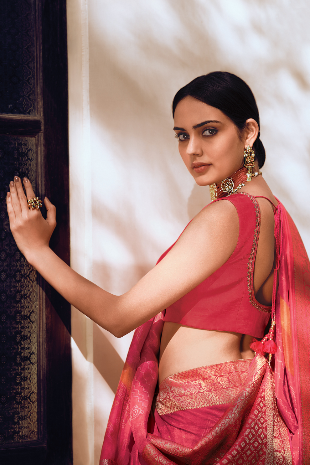Vibrant Viscose Silk Bandhani Print Saree with Blouse Piece