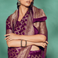 Classic Viscose Woven Solid Saree with Matching Blouse