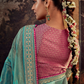 Organza Silk Saree with Embroidered Lace Border & Full Fancy Embroidery
