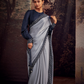 Organza Silk Saree with Embroidered Lace Border & Full Fancy Embroidery