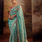 Organza Silk Saree with Embroidered Lace Border & Full Fancy Embroidery