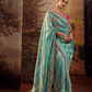 Organza Silk Saree with Embroidered Lace Border & Full Fancy Embroidery