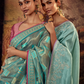 Organza Silk Saree with Embroidered Lace Border & Full Fancy Embroidery