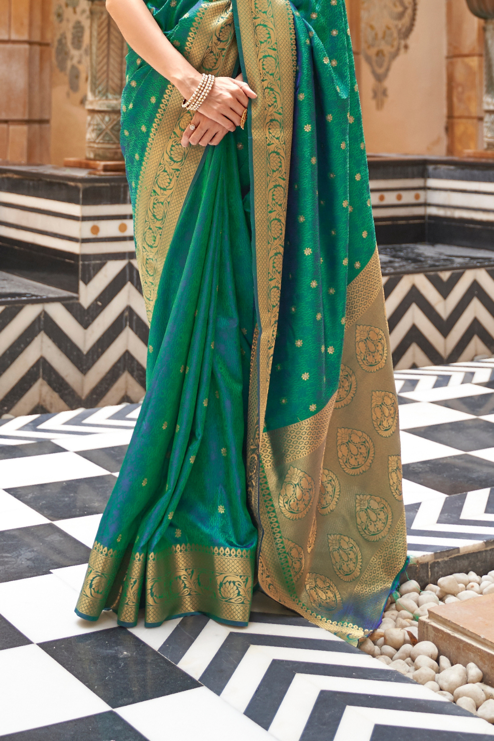 Designer Banarasi Silk Saree with Small Butti Zari Weaving