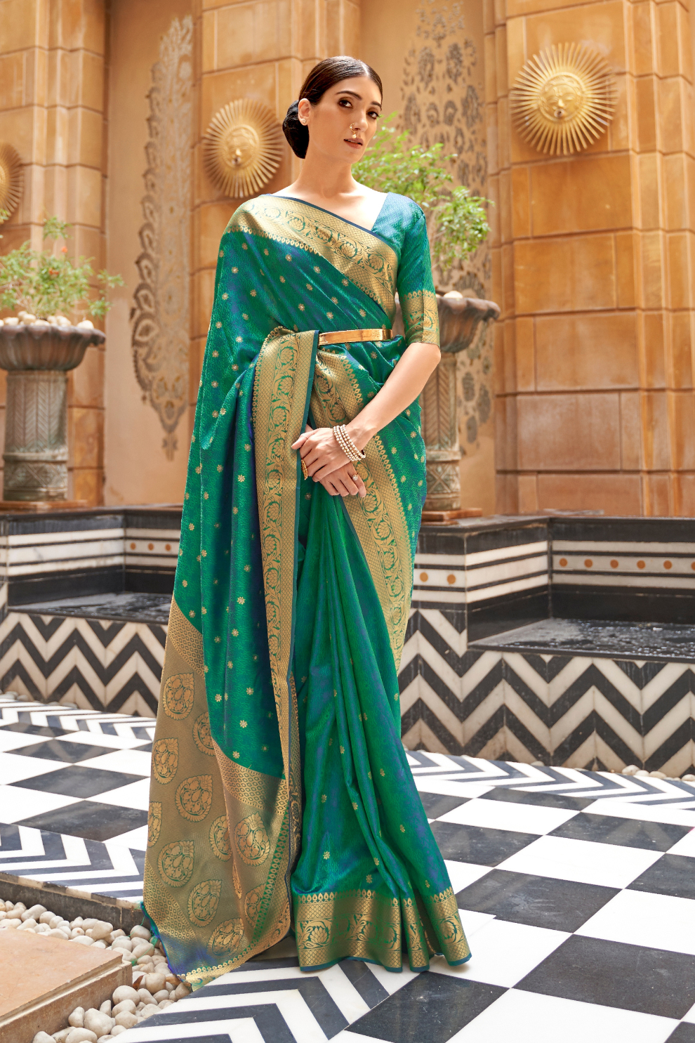 Designer Banarasi Silk Saree with Small Butti Zari Weaving