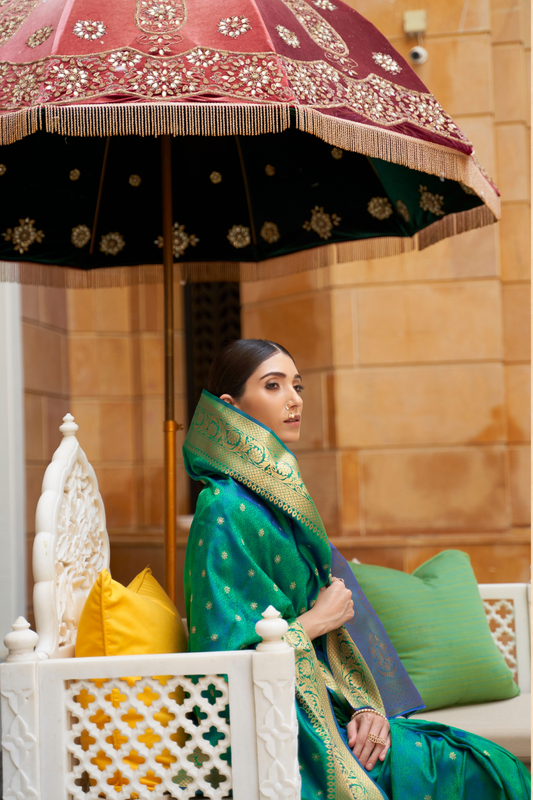 Designer Banarasi Silk Saree with Small Butti Zari Weaving