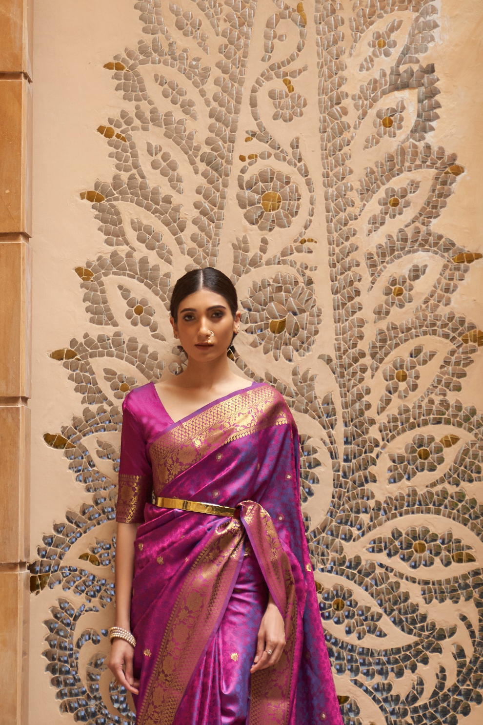 Designer Banarasi Silk Saree with Small Butti Zari Weaving