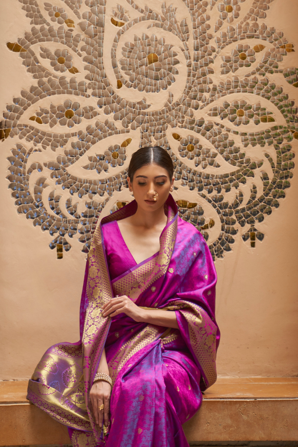 Designer Banarasi Silk Saree with Small Butti Zari Weaving