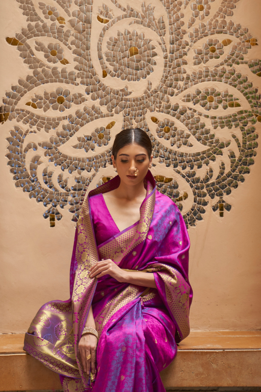 Designer Banarasi Silk Saree with Small Butti Zari Weaving