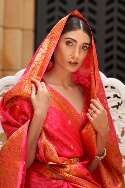 Designer Banarasi Silk Saree with Small Butti Zari Weaving