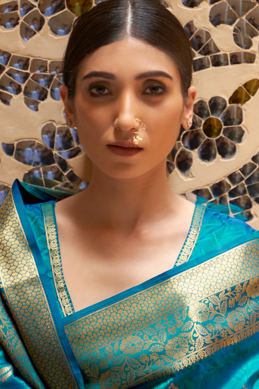Designer Banarasi Silk Saree with Small Butti Zari Weaving