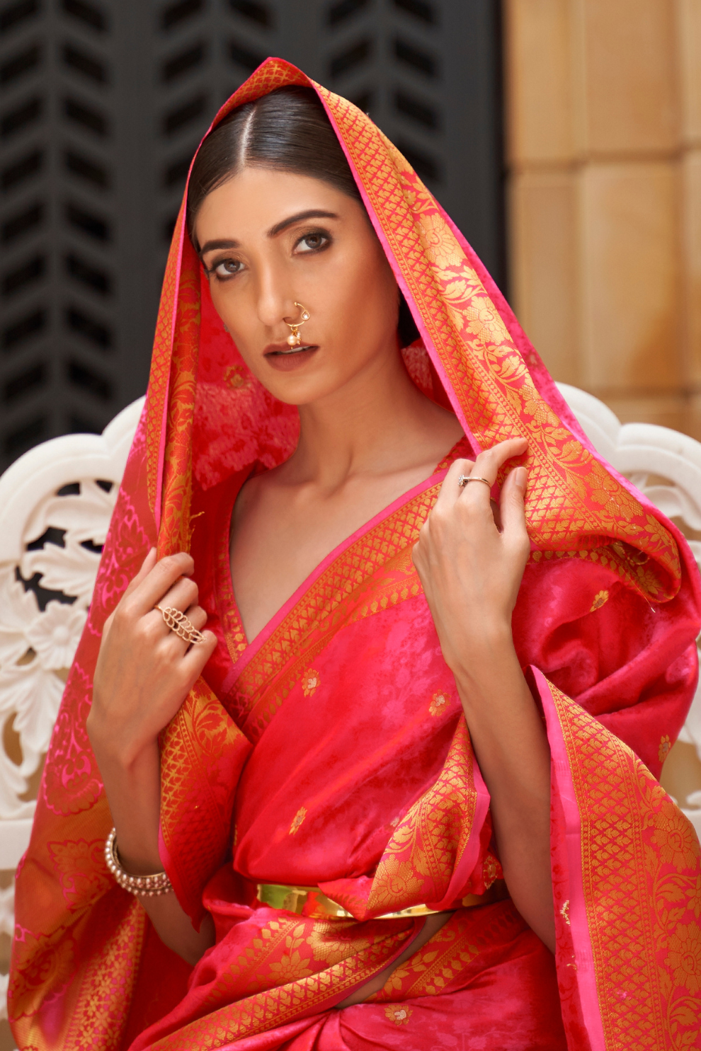Designer Banarasi Silk Saree with Small Butti Zari Weaving