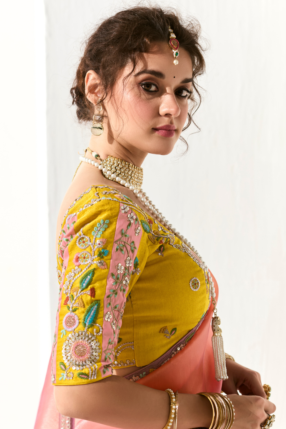 Tissue Silk Saree with Heavy Embroidered Border for Grand Occasions