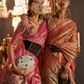 Elegant Silk Jacquard Saree with Handloom Weaving Craft