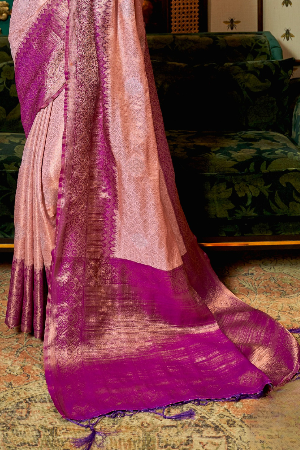 Pure Silk Saree with Rich Zari Weave & Charming Pallu Tassels