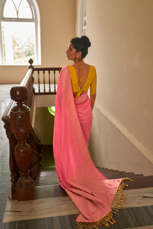 Nylon Crepe Saree with Zari Weaving for Festive Occasions