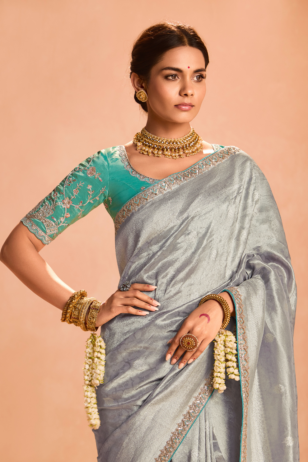 Banarasi Bridal Tissue Silk Saree with Traditional Royal Finish