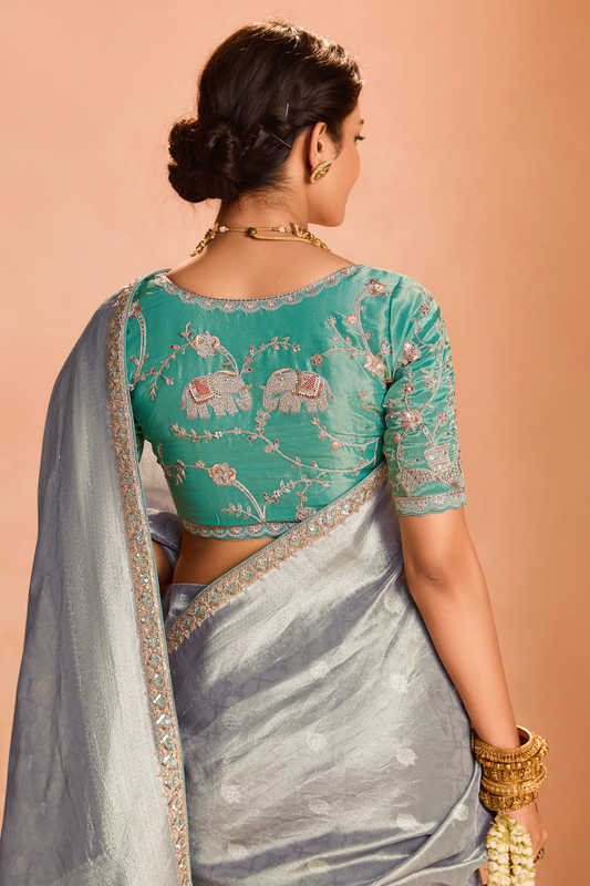 Banarasi Bridal Tissue Silk Saree with Traditional Royal Finish