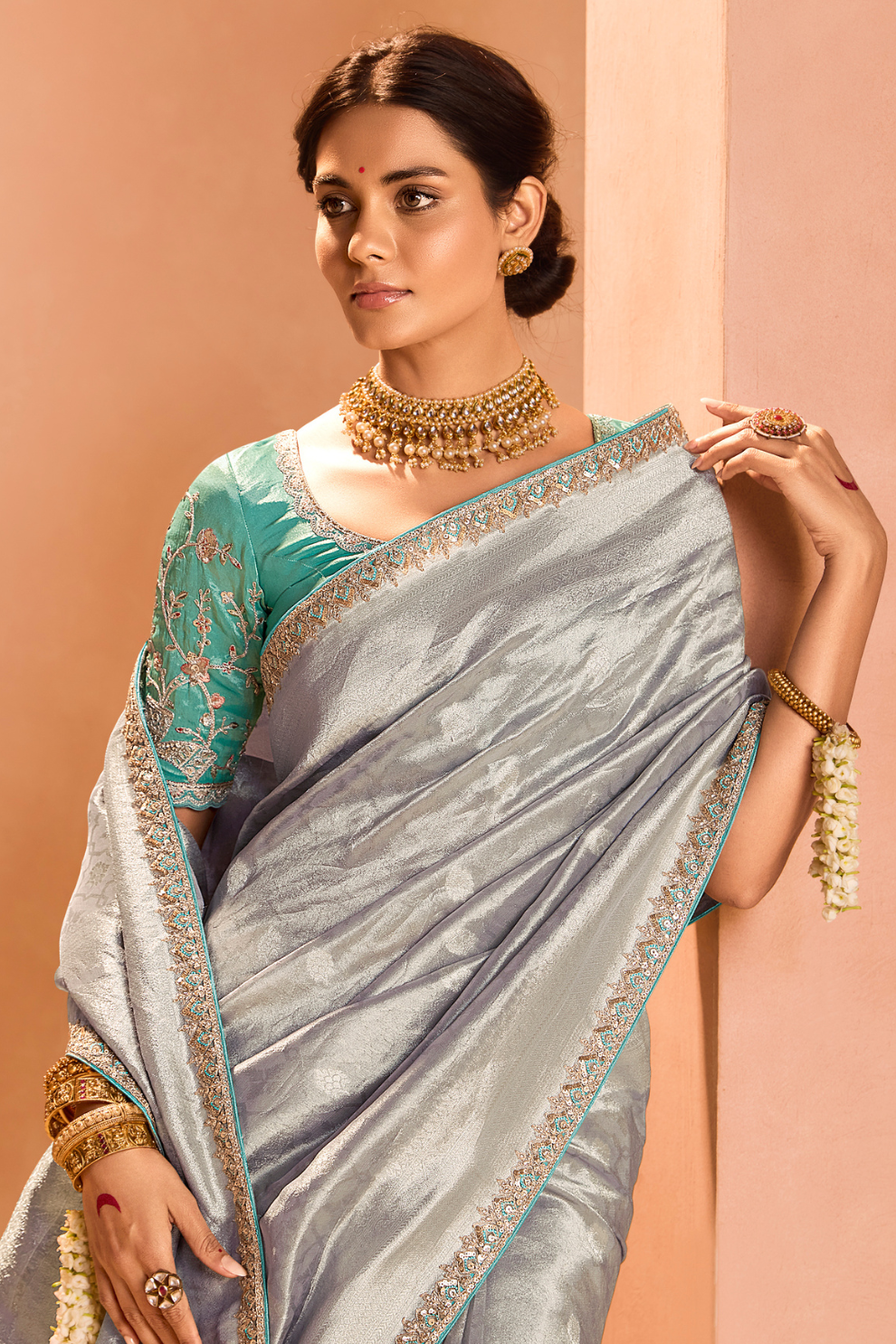 Banarasi Bridal Tissue Silk Saree with Traditional Royal Finish